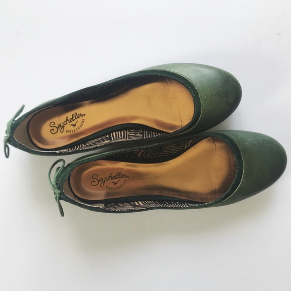 Seychelles Shoes - Green Seychelles Weekender Leather Flats Shoes